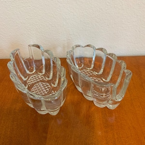 Pair of Princess House #438 Ribbed Crystal Spoon Rests - 1970s Vintage Glassware