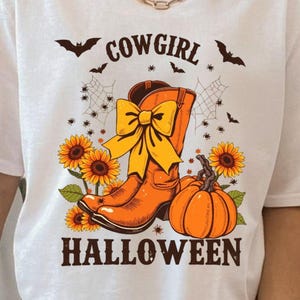 Retro Cowgirl Halloween PNG: Western Pumpkin Boots, Spooky Fall Sublimation (Digital Download