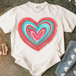 Brush Stroke Heart PNG: Valentine&#39;s Day Sublimation Clipart (Digital Download