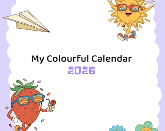 Calendario Pastel 2026 imprimible / Planificador mensual ilustrado (descarga digital)