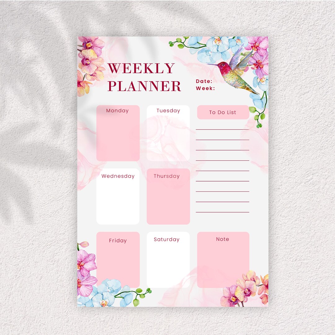 Floral Weekly Planner - Printable Planner Template, Digital Download ...