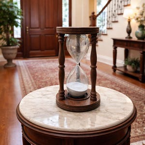 Handcrafted Wooden Hourglass Timer 10 Inch Vintage Sand Clock Rustic Home Desk Decor