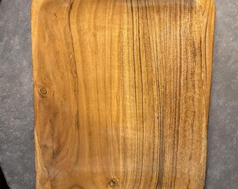 Handmade Wooden Rectangular Tray for Serving Food, Rustic 10x12 Kitchen Accessory