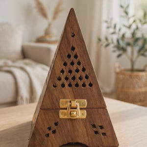 Trä Bakhoor Brännare Rökelsehållare Handgjord Rökelselåda Oud Brännare Aromaterapi Heminredning Rustik Trä Dofthållare Gåva