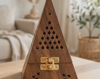 Quemador de incienso de madera Bakhoor, caja de incienso hecha a mano, quemador de oud, aromaterapia, decoración del hogar, soporte rústico de madera para fragancias, regalo.