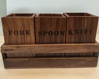 Utensilienhalter Holzbesteck Organizer 3 Fach Gabel Löffel Messer Küche Lagerung Caddy