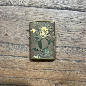 Custom Laser Engraved Brass Zippo Lighter – Demon Slayer Theme, 2-Sided Design