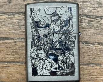 Encendedor Zippo personalizado con grabado láser: tema Terminator T2, diseño de 5 lados