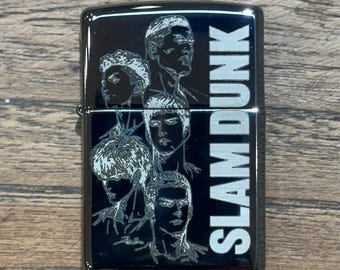 Anpassad lasergraverad Zippo-tändare – Slam Dunk-tema, 5-sidig design