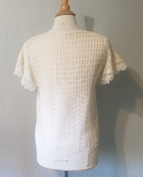 90's Romantic Ivory Top Victorian Style Top Croch… - image 8