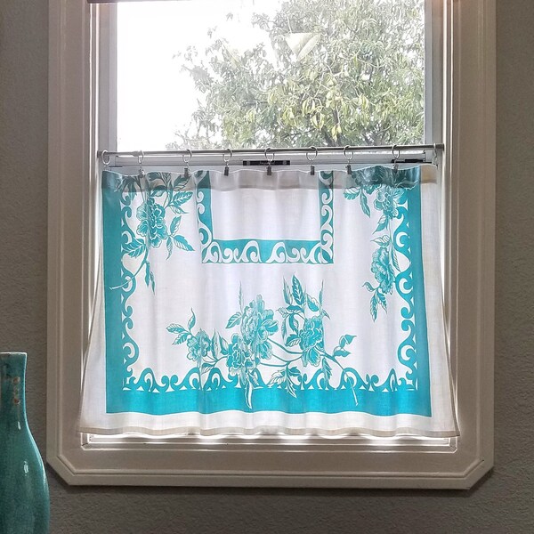 Geo White Cafe Embroidered Curtain main image 0