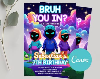Mini Golf Birthday Party Invitation, Neon Glow Golf Theme, Kids Par Tee Invite, Editable Canva Template, Printable Sports Party