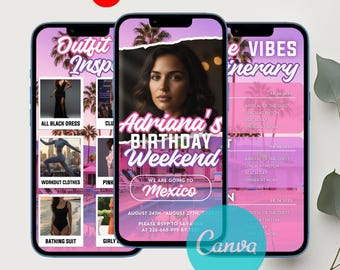 Editable Luxury Black And Gold Birthday Party Invitation Video Template, Women’S 30Th 40Th 50Th Birthday Dinner Digital Evite Canva Template