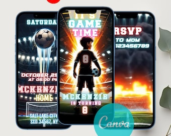 Invito video animato per compleanno a tema calcio: invito modificabile per festa per bambini (download digitale)