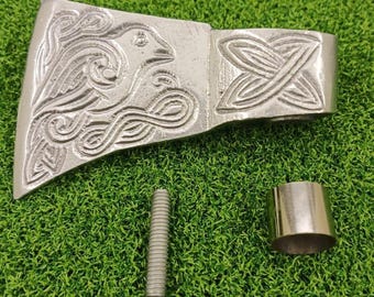 Viking Valhalla Axe Walking Cane Handle, Designer Derby