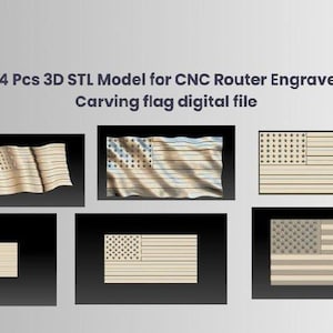 14 Pcs 3D STL Model for CNC Router Engraver Carving Machine Relief Artcam Aspire cnc files Collections USA American Waves Flag