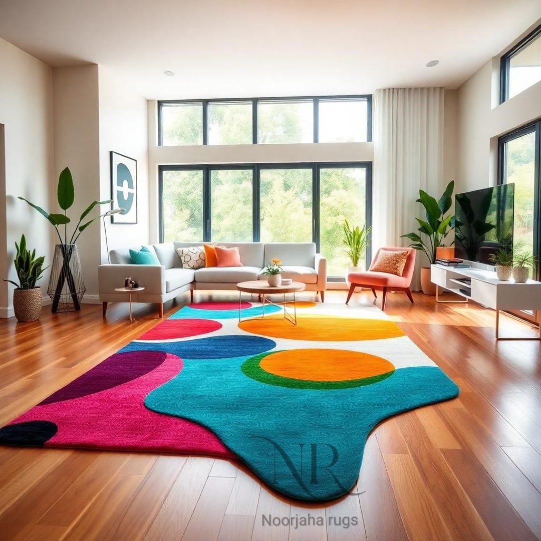 Vibrant Rectangular Rug Vibrant Abstract Irregular Rug – Colorful Modern Living Room Carpet - Etsy