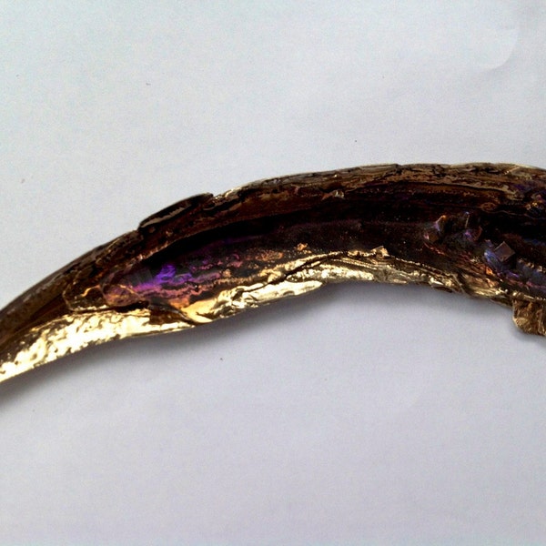 Bismuth claw talon sculpture large rose gold  deep purple