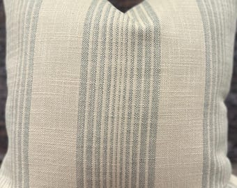 Designer Pillow Cover, Wide Stripe, ODFC, Light Blue