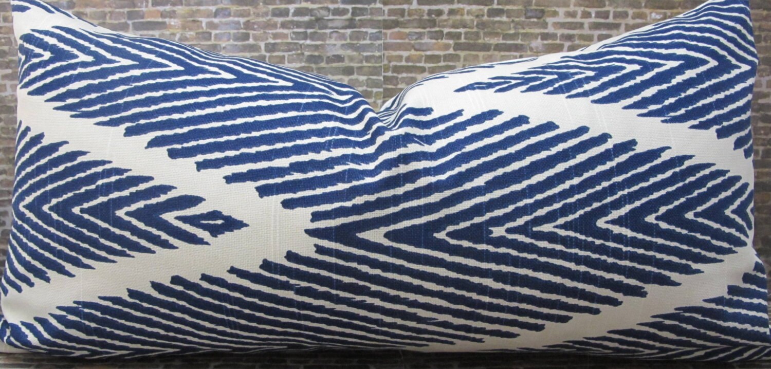 Designer Pillow Cover 10 x 20 Bali Chevron Ikat Indigo Etsy