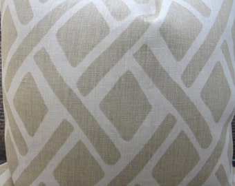 Designer Lumbar Pillow Cover  - Lattice Treads Lagoona Beige