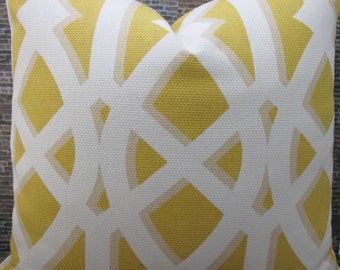 Designer Pillow Cover  - 18 x 18, 20 x 20, 22 x 22 -  Trellis ELTPK Yolk Yellow