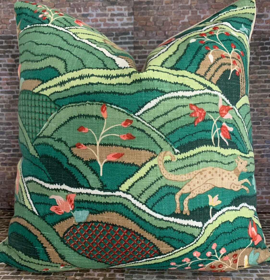 Designer Pillow Cover Schumacher Rolling Hills Green Etsy