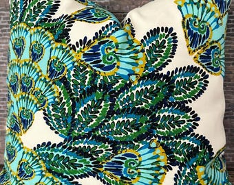 Outdoor Pillow Cover, BNPFD, Teal Multi