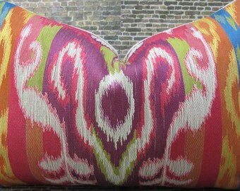 3BM Designer Pillow Cover Lumbar - Bright Tapestry Ikat Multi