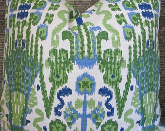 Funda de almohada de diseño, Lacefield, Ikat, Verde Kelly