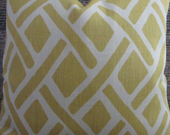 Designer Lumbar Pillow Cover, Lattice Treads Lagoona, Yellow