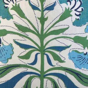 Designer Pillow Cover, Thibaut, Tybee Tree, Blue and Green image 3