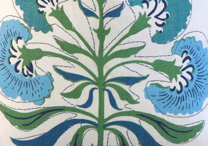 Designer Pillow Cover, Thibaut, Tybee Tree, Blue and Green image 3