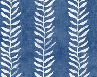 Botanical Leaf, Block Print, Pillow Cover, Indigo Blue