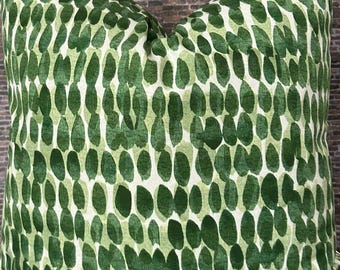 Designer Pillow Cover, Thibaut Rain Water, Emerald Green