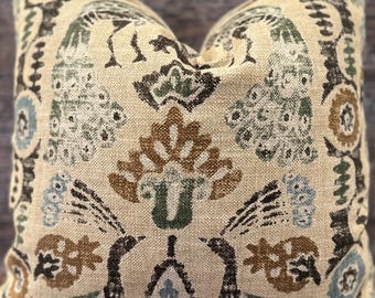 Designer Pillow Cover, Peacock, PRDE, Latte