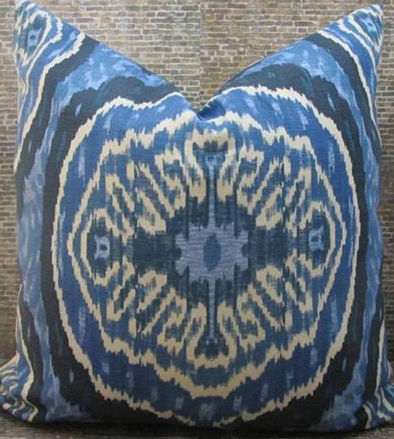 Designer Pillow Cover, Ikat, Batik, Indigo