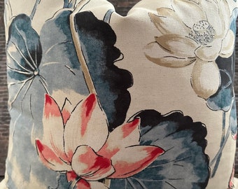 Designer Pillow Cover, Floral, WTRGRDN, Blue