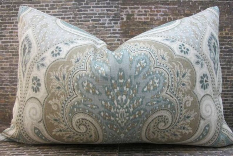 Designer Lumbar Pillow Cover Latika Ikat Light Blue Etsy