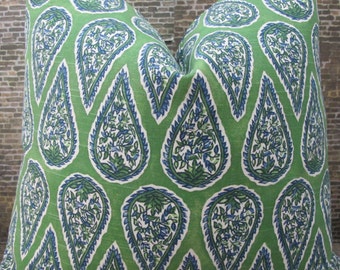 Funda de almohada de diseño, LFANY, Paisley, verde Kelly