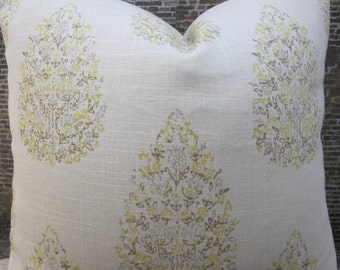 Designer Pillow Cover - Lumbar - JR Kedara Madder Lemongrass
