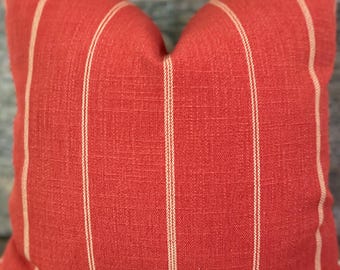 Designer Pillow Cover - RLFZ  Persimmon Linen Stripe
