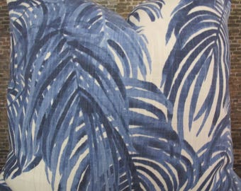 Designer Pillow Cover, LF, Tropical Palm, Blue