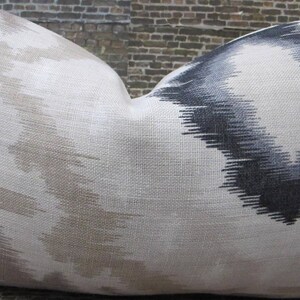 Schumacher, Designer Pillow Cover, Ikat, Kiribati, Lumbar, Linen image 3