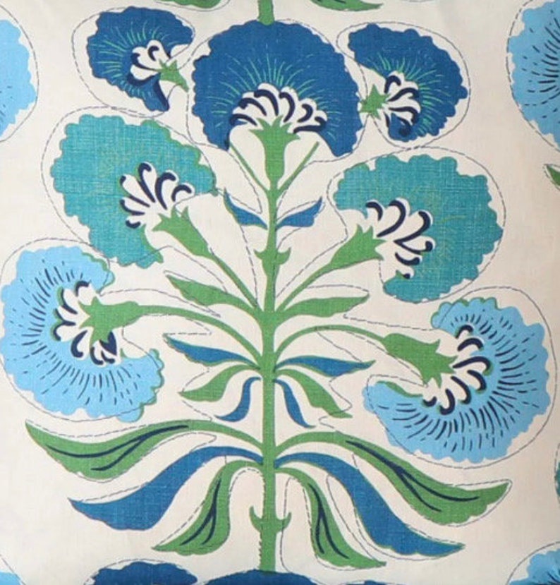 Designer Pillow Cover, Thibaut, Tybee Tree, Blue and Green image 1