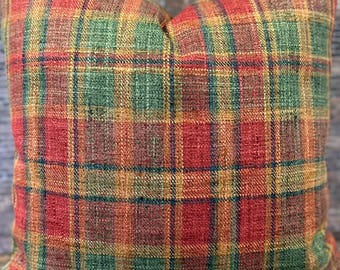 Designer Pillow Cover, Plaid, Chianti, Red Multi