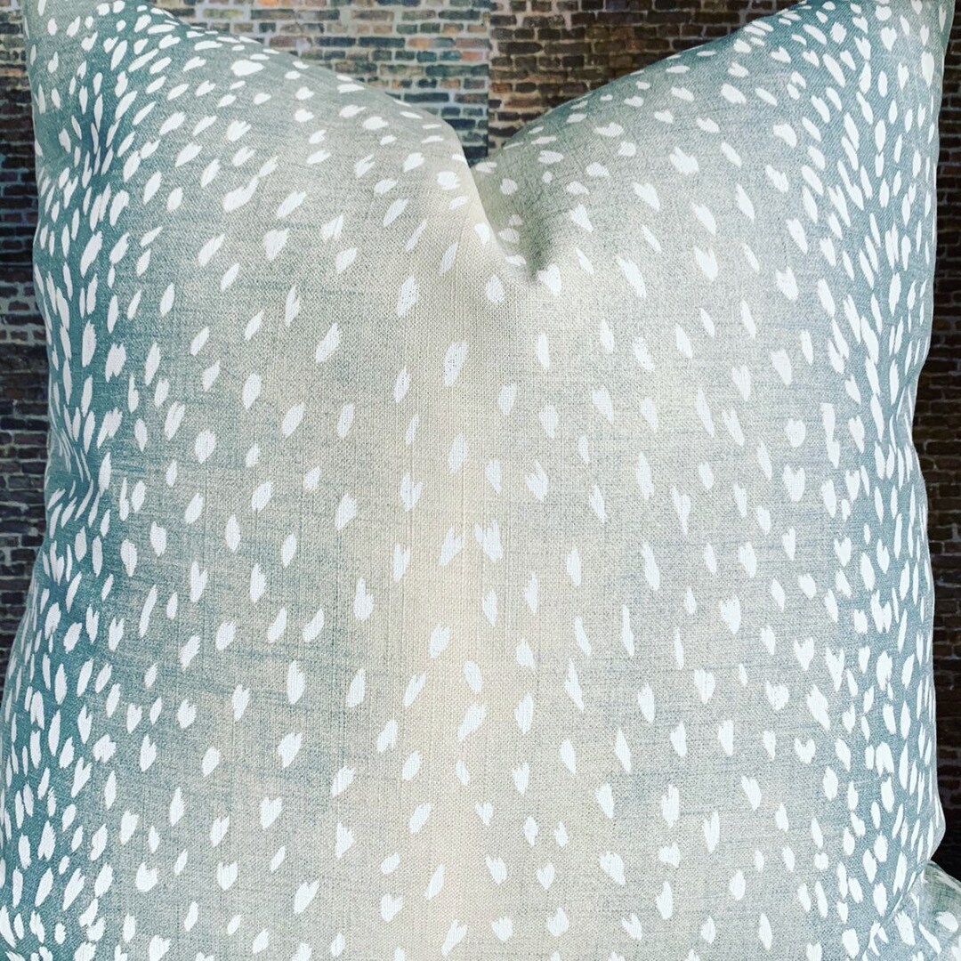 Designer Pillow Cover Vern Vip Antelope Linen Aqua - Etsy