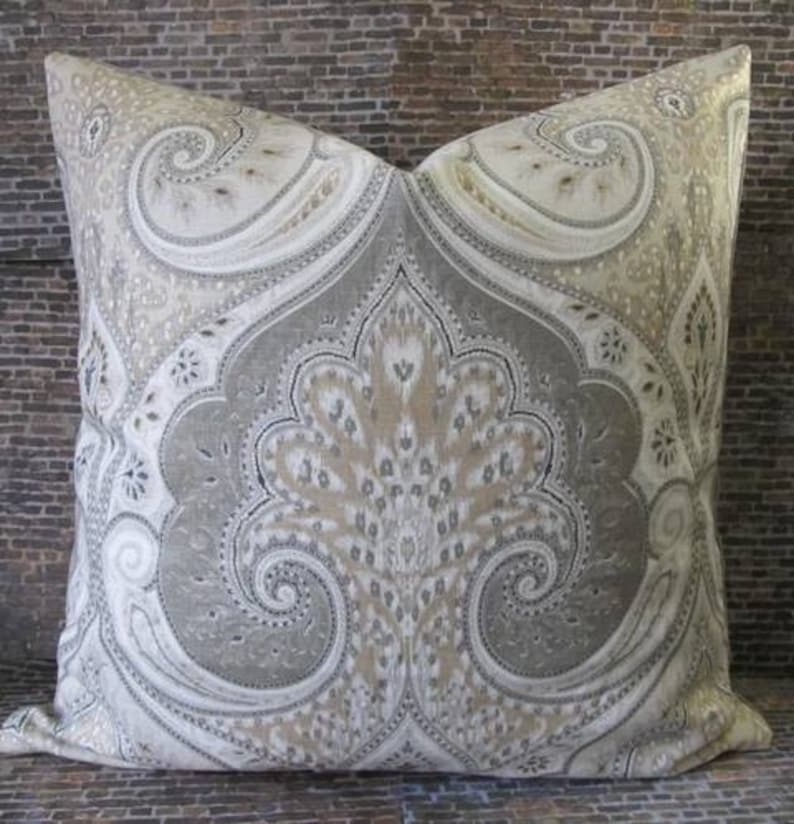 Designer Pillow Cover 12 X 16 Latika Ikat Gray Etsy