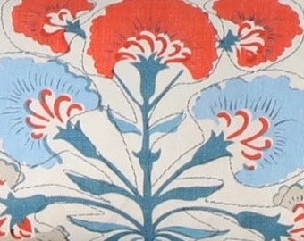 Designer Pillow Cover, Thibaut, Tybee Tree, Coral and Blue