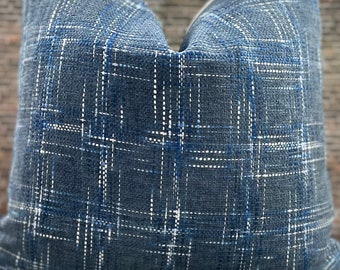 Designer Pillow Cover, MCM Plaid, Blue